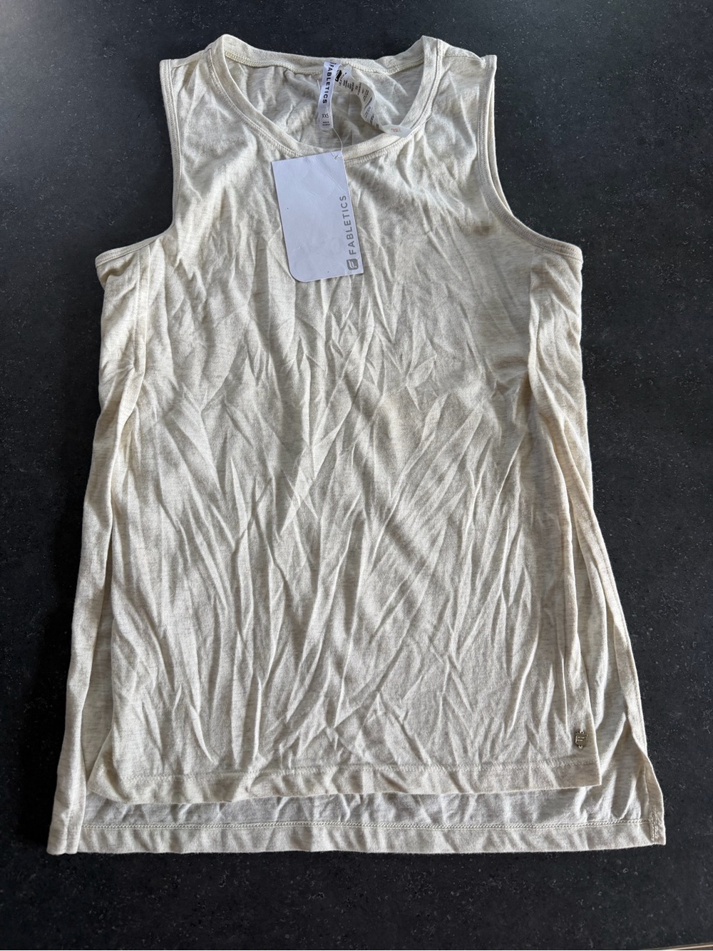 Fabletics Augusta Tunic Tank Top XXS Ivory Cream Side Slit NWT